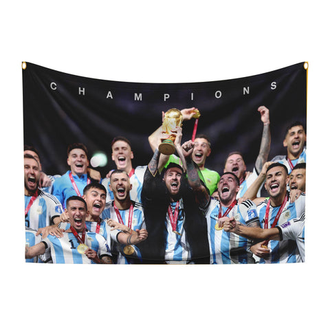 Leo Messi Argentina Champions Flag