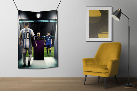 Messi Football World Cup Final Illustration Flag