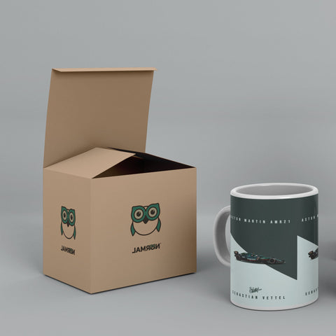 Sebastian Vettel : Aston Martin AMR21 White Ceramic Mug
