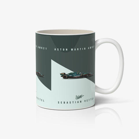 Sebastian Vettel : Aston Martin AMR21 White Ceramic Mug