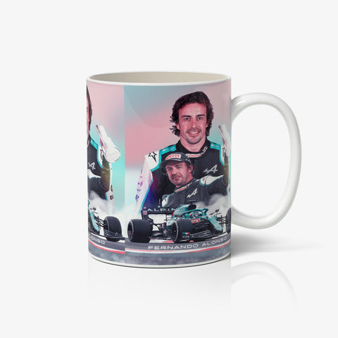 Fernando Alonso F1 White Ceramic Mug