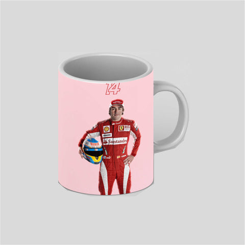 Fernando Alonso 14 F1 White Ceramic Mug