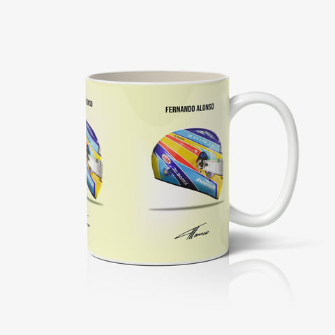 Fernando Alonso Helmet White Ceramic Mug