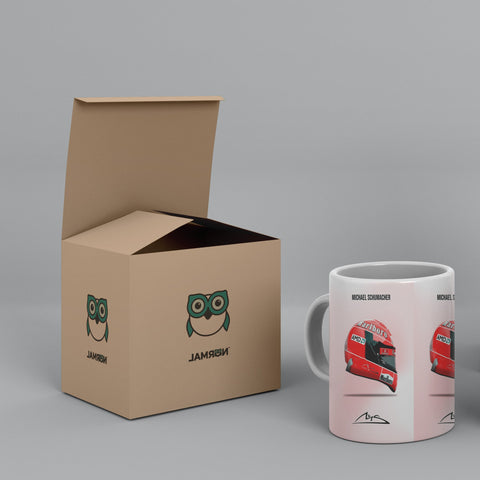 Micheal Schumacher Helmet White Ceramic Mug