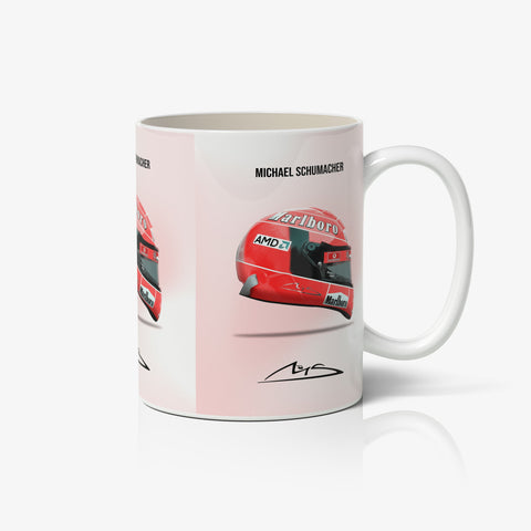 Micheal Schumacher Helmet White Ceramic Mug