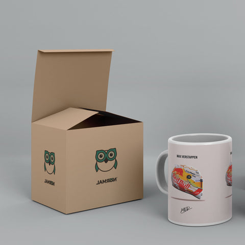 Max Verstappen Helmet White Ceramic Mug