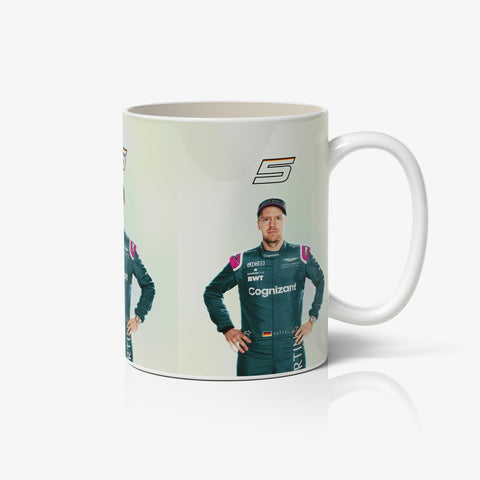 Sebastian Vettel 5 White Ceramic Mug