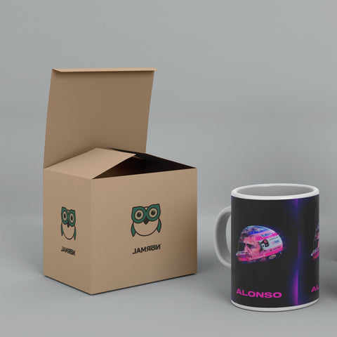 Fernando Alonso Face Helmet Art 2022 White Ceramic Mug
