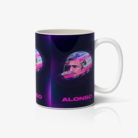 Fernando Alonso Face Helmet Art 2022 White Ceramic Mug