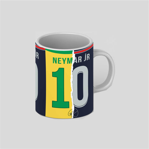 Neymar Brazil and PSG Jersey White Ceramic Mug
